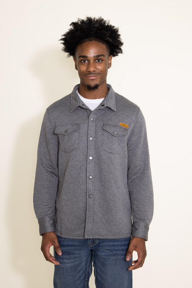 Simply Southern Mens Clothing Quilted Button Down Shacket for Men in Pavement