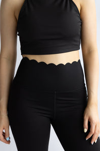 Simply Southern Scalloped Flare Leggings for Women in Black