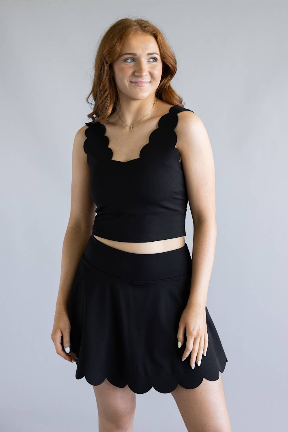 Simply Southern Scalloped Skirt for Women in Black