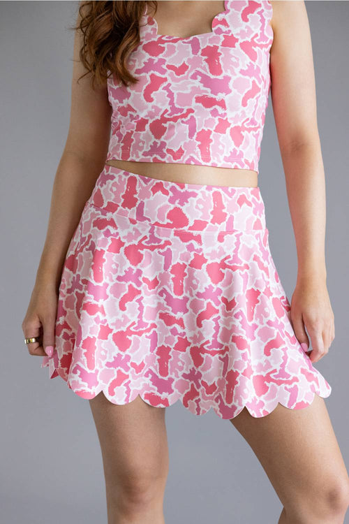 Simply Southern Scalloped Skirt for Women in Pink Camo