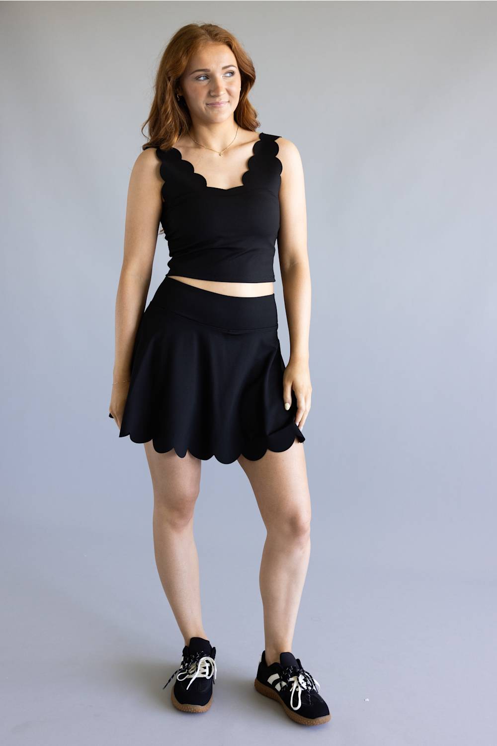 Simply Southern Scalloped Tank for Women in Black