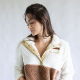 Simply Southern Simply Soft Color Block Pullover for Women in Umber Brown