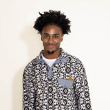 Mens Simply Southern Pullover Snap Fleece Geo Print Pullover for Men in Grey