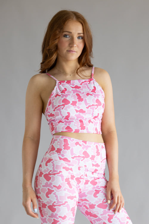 Simply Southern Squareneck Sports Top for Women in Pink Camo