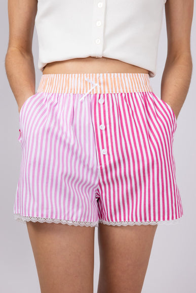 Womens Simply Southern Striped Serena Boxer Shorts for Women in Hot Pink
