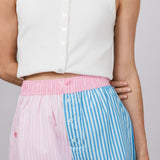 Womens Simply Southern Stripe Serena Boxer Shorts for Women in Pink/Blue