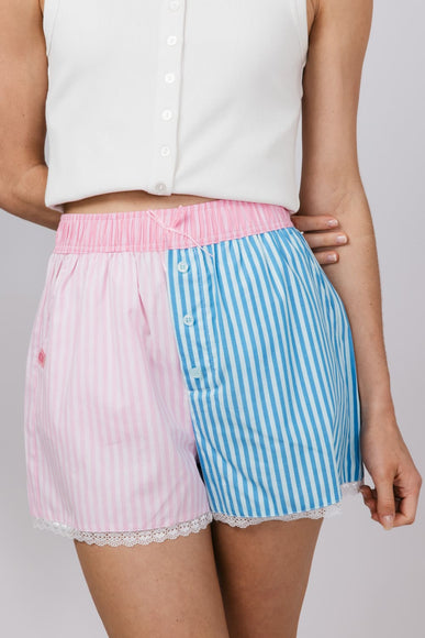 Womens Simply Southern Stripe Serena Boxer Shorts for Women in Pink/Blue