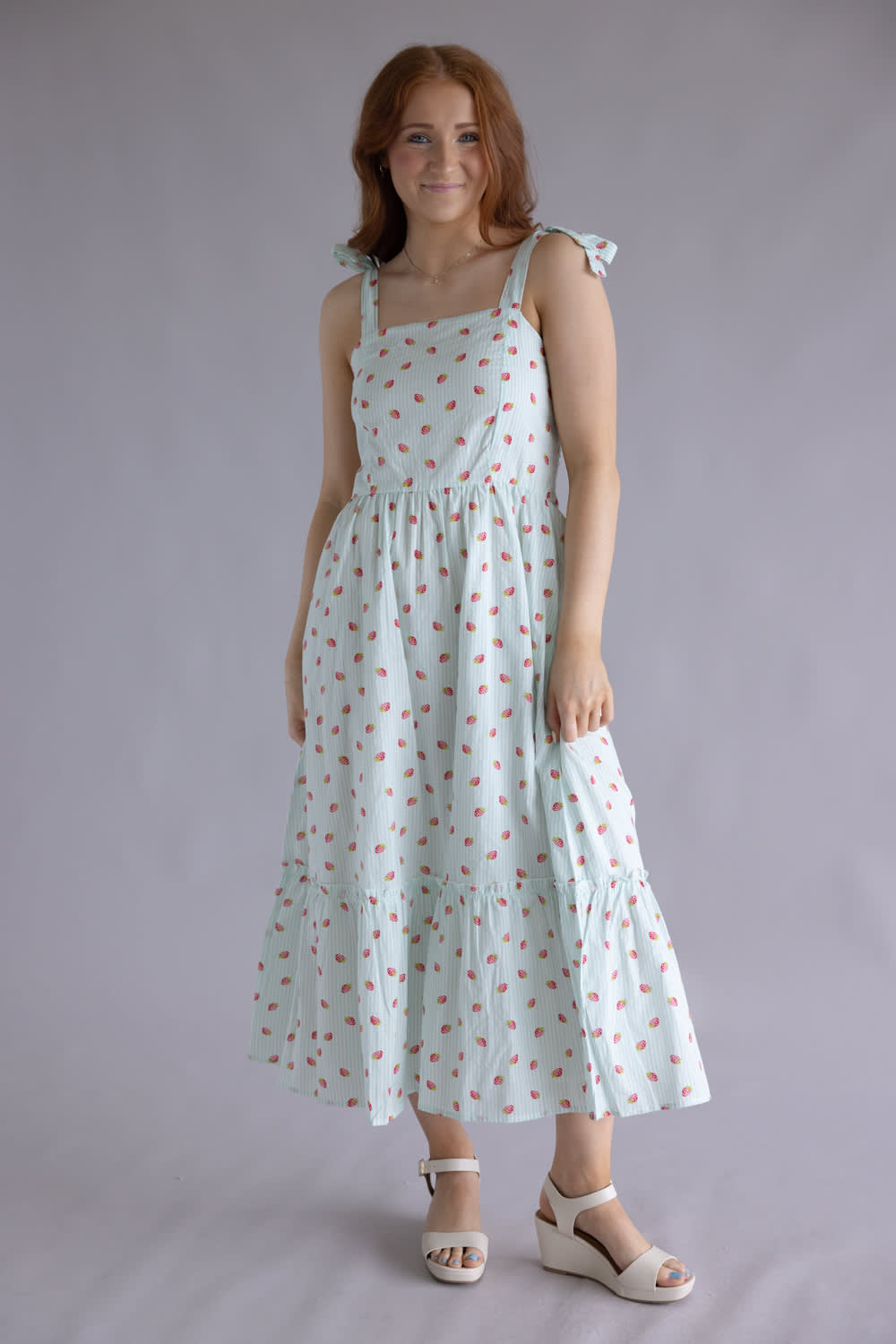 Simply Southern Striped Strawberry Dress for Women in Mint | PP-0126-D   Glik's