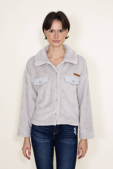 Simply Southern Soft Cropped Shacket for Women in Grey