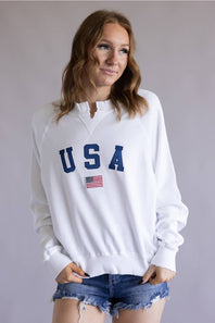 Simply Southern USA Summer Crewneck for Women in White