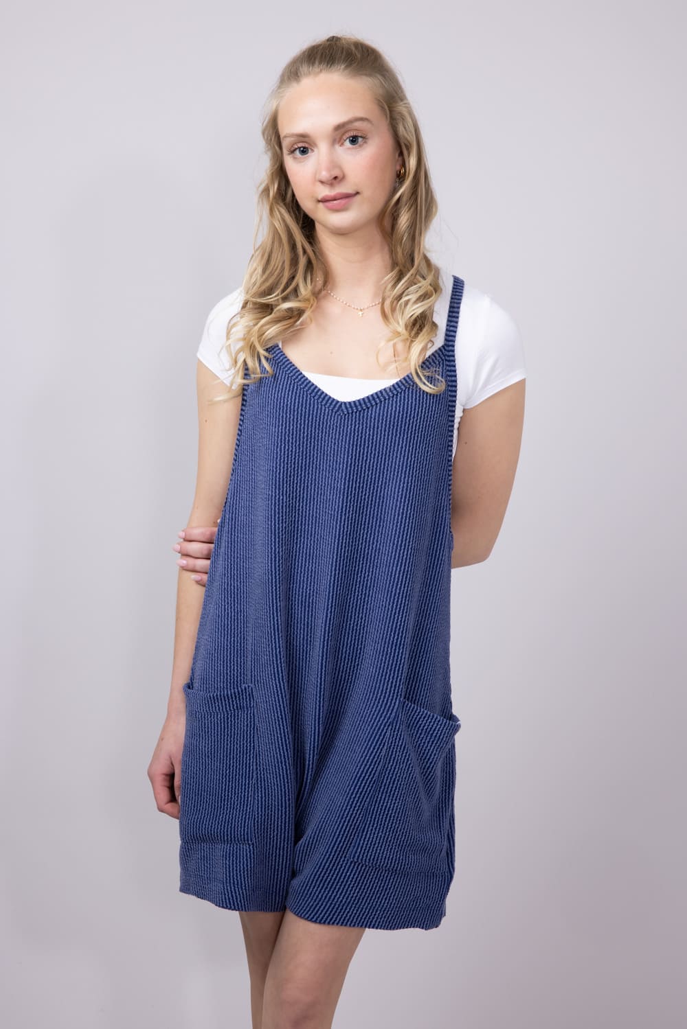 Simply Southern Urban Ribbed Knit Romper for Women in Navy Simply Southern Urban Ribbed Knit Romper for Women in Navy