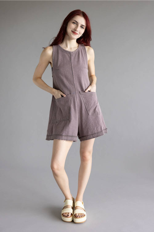 Simply Southern Washed Romper for Women in Dark Gray