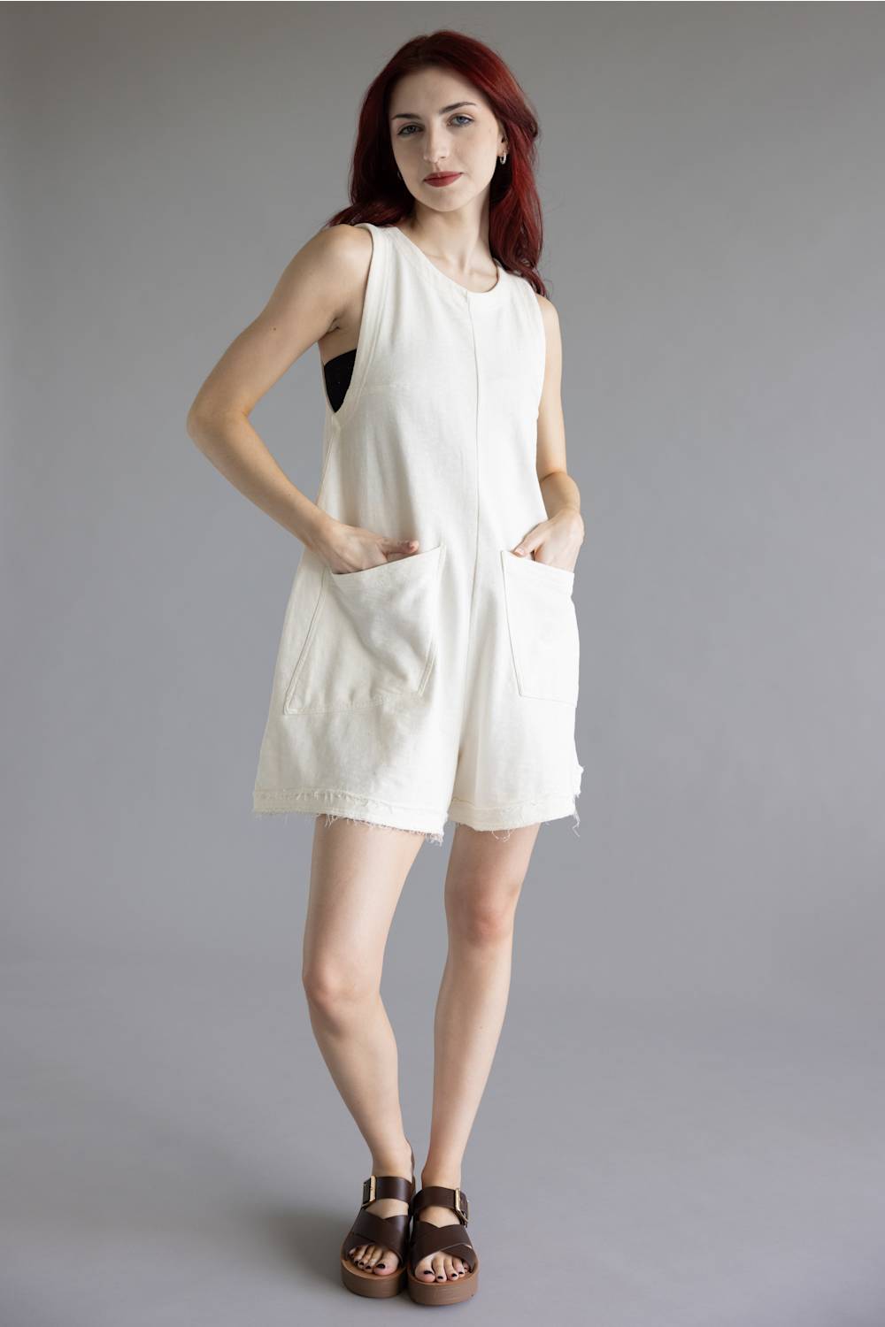 Simply Southern Washed Romper for Women in Pearl