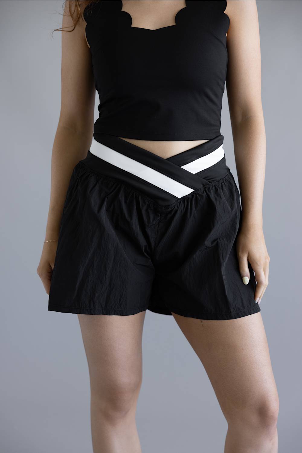Simply Southern Wrap Lounge Shorts for Women in Black