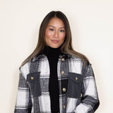 Womens Simply Southern Yosemite Plaid Shacket for Women in Black