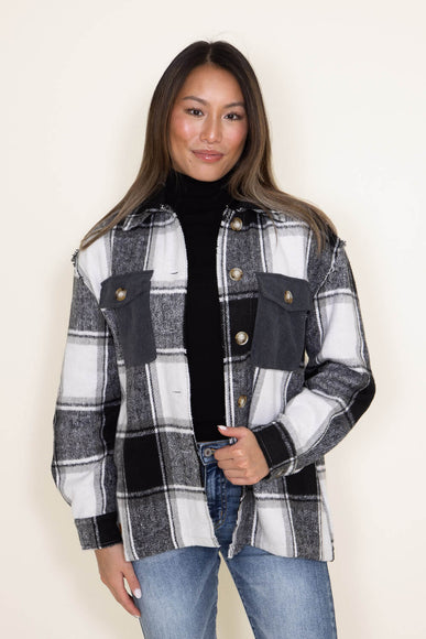 Womens Simply Southern Yosemite Plaid Shacket for Women in Black