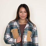 Simply Southern Womens Clothing Yosemite Plaid Shacket for Women in Green