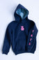 Simply Southern Youth Girls Embroidered Dilara Bear Hoodie for Girls in Navy