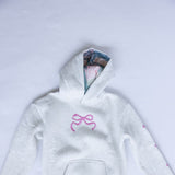 Simply Southern Girls Youth Embroidered Dilara Bow Hoodie for Girls in Heather Grey