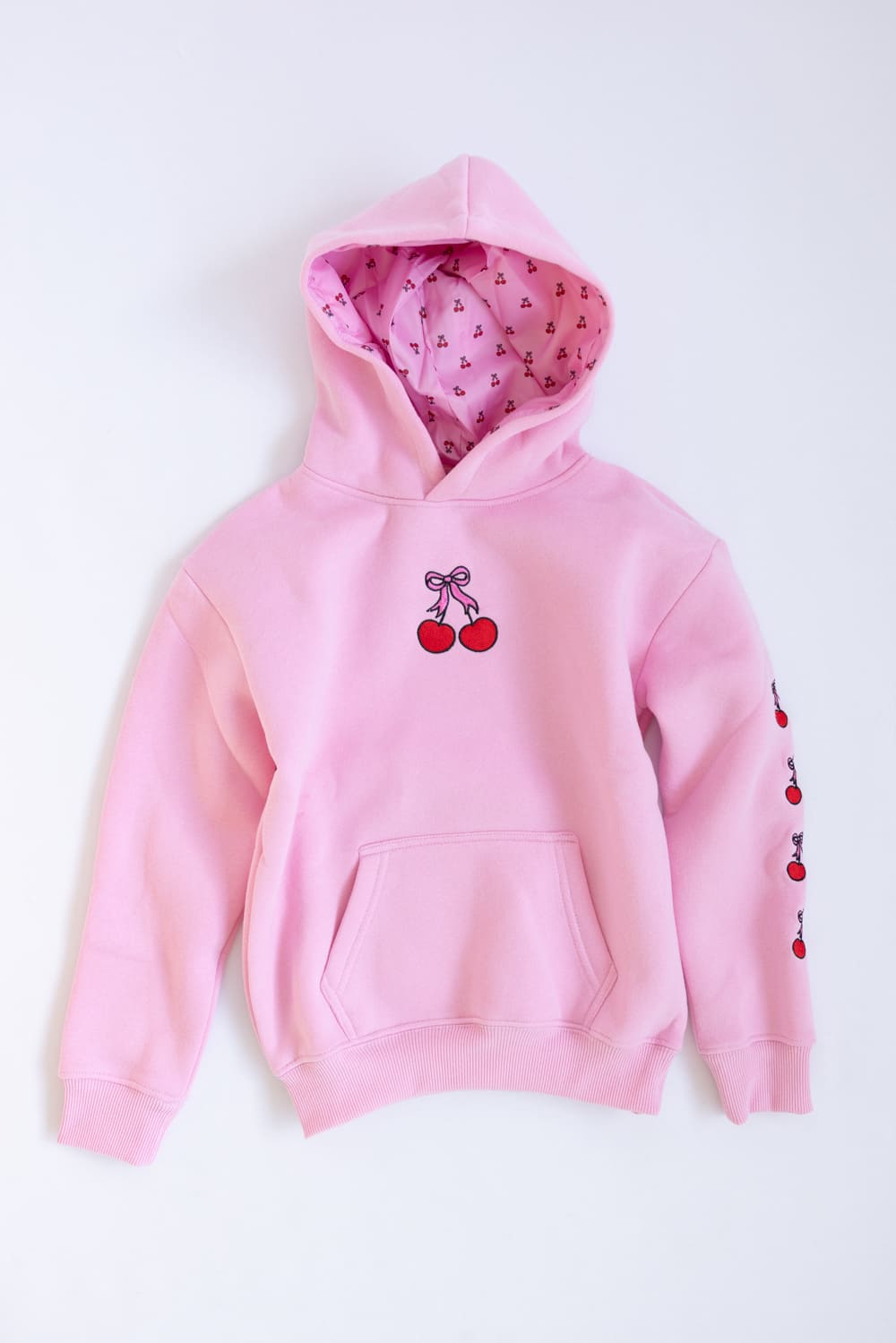 Girls Simply Southern Youth Embroidered Dilara Cherry Hoodie for Girls in Pink