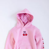 Simply Southern Youth Embroidered Dilara Cherry Hoodie for Girls in Pink
