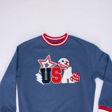 Simply Southern Youth USA Patch Varsity Crew Sweatshirt for Girls in Navy