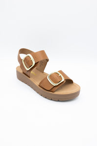 Soda Jackie Platform Sandals for Women in Tan