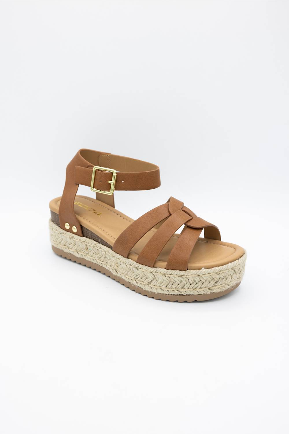 Soda Motive Rope Platform Sandals for Women in Tan