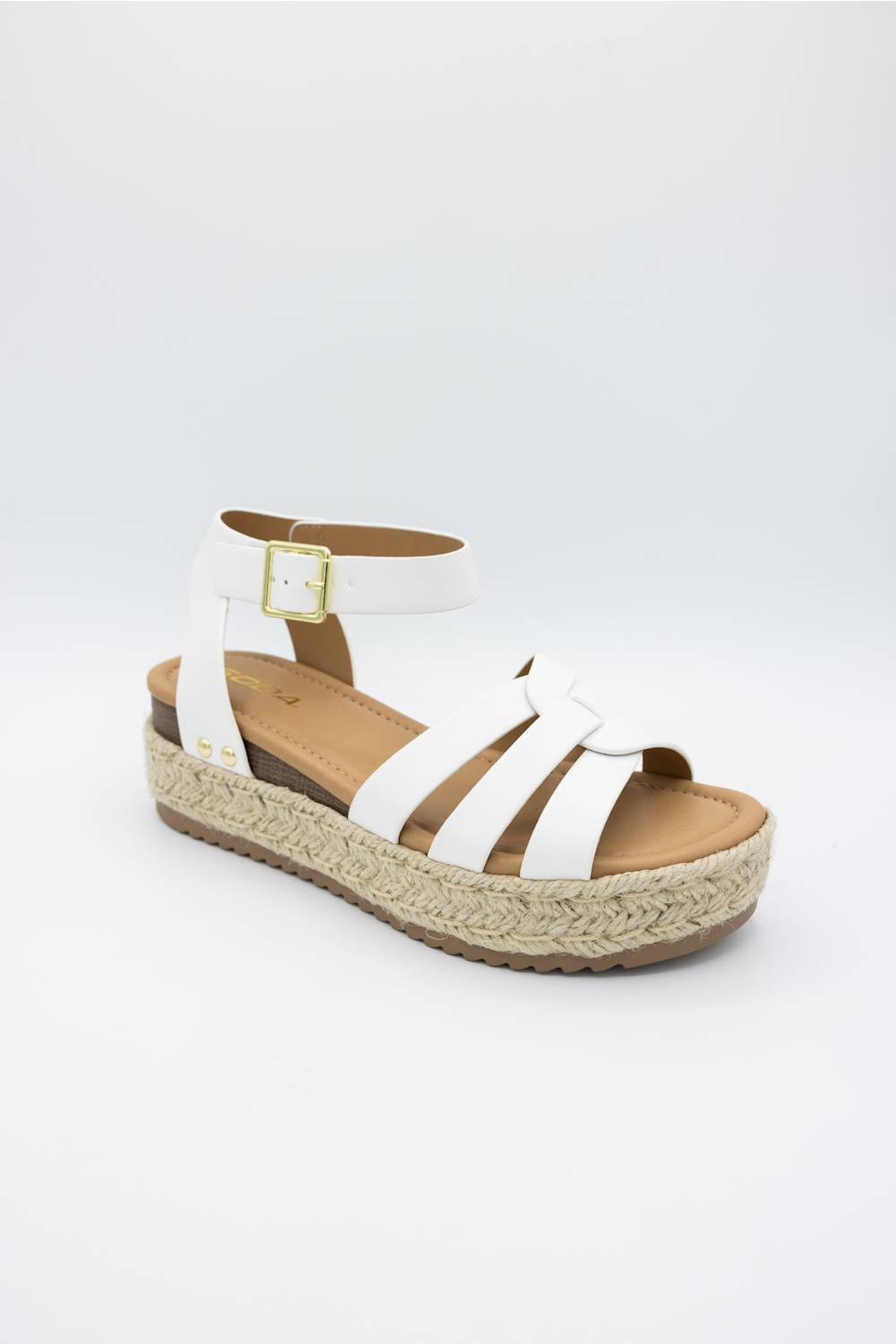 Soda Motive Rope Platform Sandals for Women in White