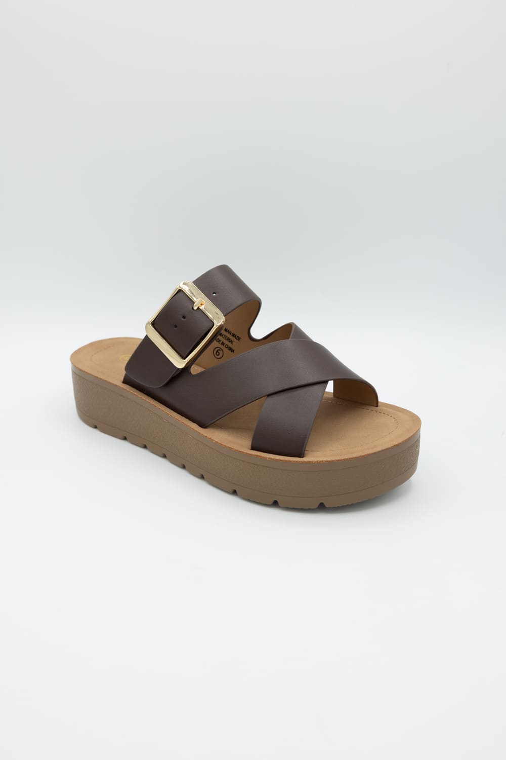 Soda Resume Platform Sandals for Women in Brown