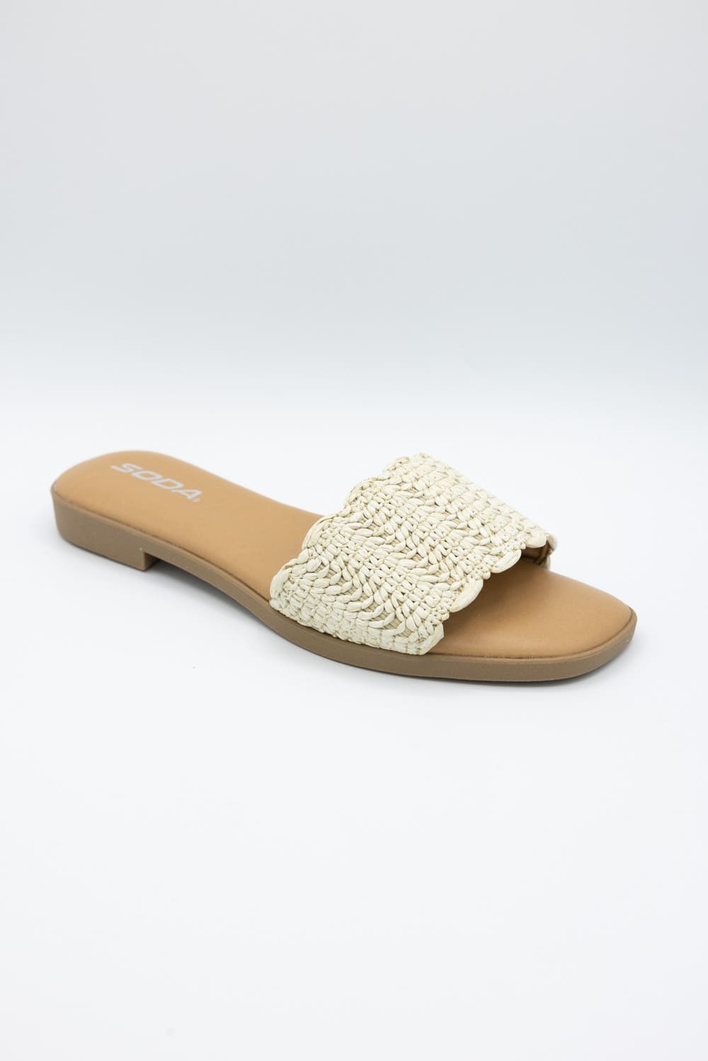 Soda Screen Raffia Slide Sandals for Women in Bone