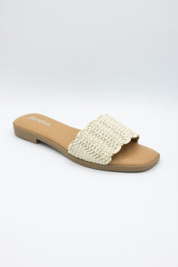Soda Screen Raffia Slide Sandals for Women in Bone