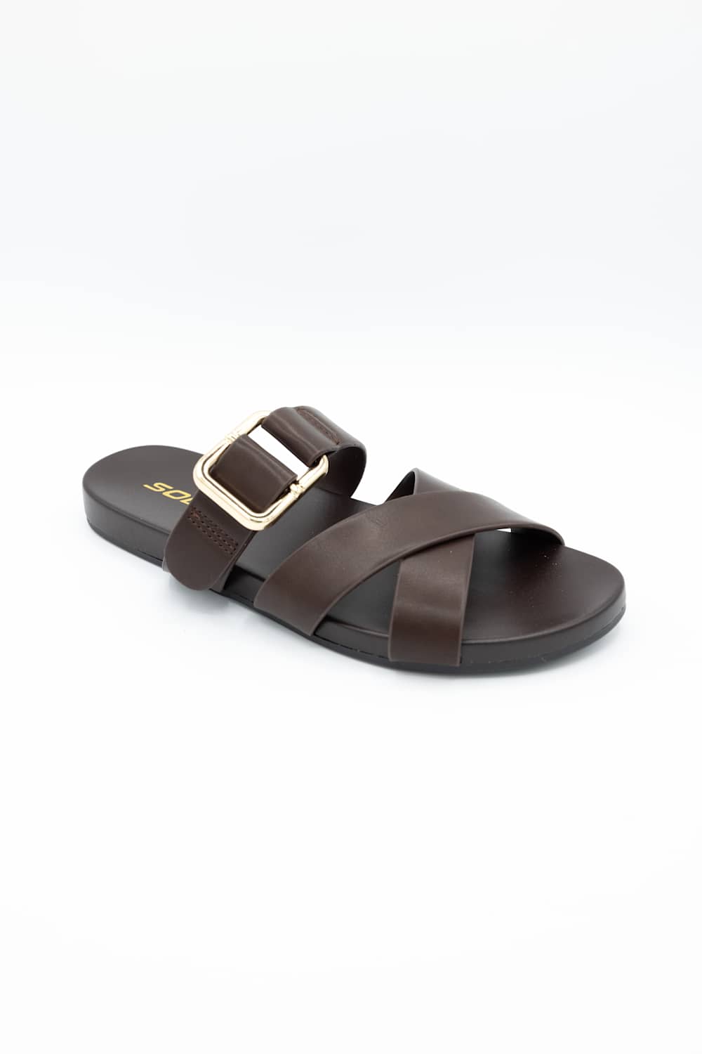 Soda Terse Slide Sandals in Brown