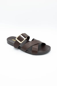 Soda Terse Slide Sandals in Brown
