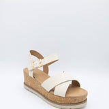 Soda Clever Criss Cross Platform Sandals for Women in Beige