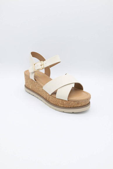 Soda Clever Criss Cross Platform Sandals for Women in Beige