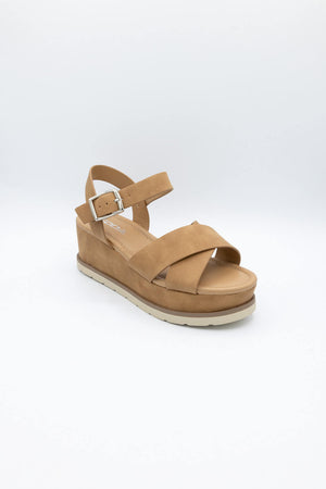 Soda Clever Criss Cross Platform Sandals for Women in Tan