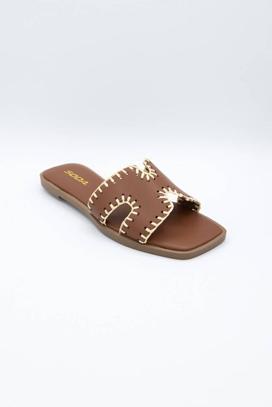 Soda Finity Slide Sandals for Women in Tan