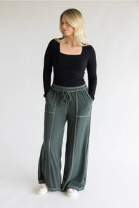 Final Touch Soft Wide Leg Lounge Pants for Women in Hunter Green | FP3291-HUNTERGREEN