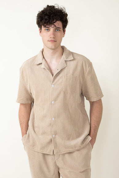 Corduroy Button Up Shirt for Men in Tan