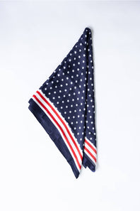 Stars and Stripes Americana Silk Scarf for Women in Navy