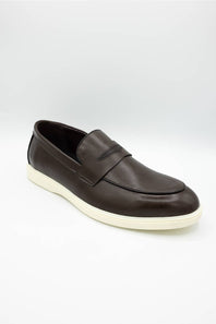 Steve Madden Milo Loafers for Men in Brown; Brown leather loafer shoe on a white background