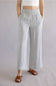 Stripe Smocked Waist Linen Pants for Women in Charcoal