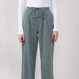 Striped Brushed PJ Pants for Women in Hunter Green