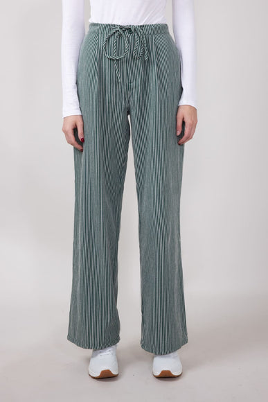 Striped Brushed PJ Pants for Women in Hunter Green
