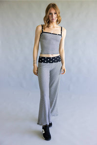 Stripes & Polka Dots Matching Set for Women in Black/Off White | BS412-3-BLACKOFFWHITE