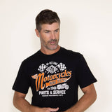 Moto Parts Graphic T-Shirt for Men in Black