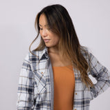 Thread & Supply Lewis Soft Luxe Button Up Shirt for Women in Off White Black Brown