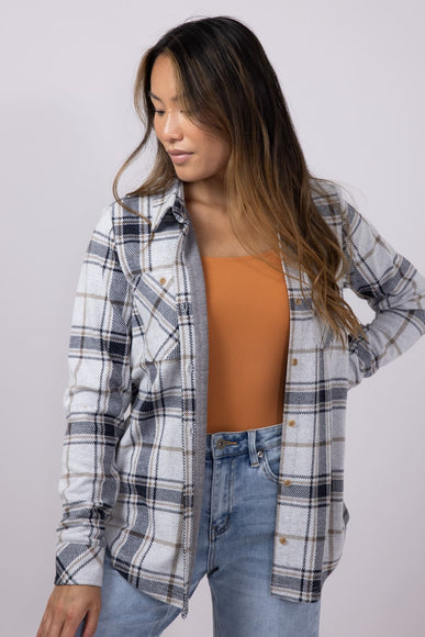 Thread & Supply Lewis Soft Luxe Button Up Shirt for Women in Off White Black Brown