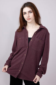 Thread & Supply Lewis Soft Luxe Button Up Shirt for Women in Wine Heather